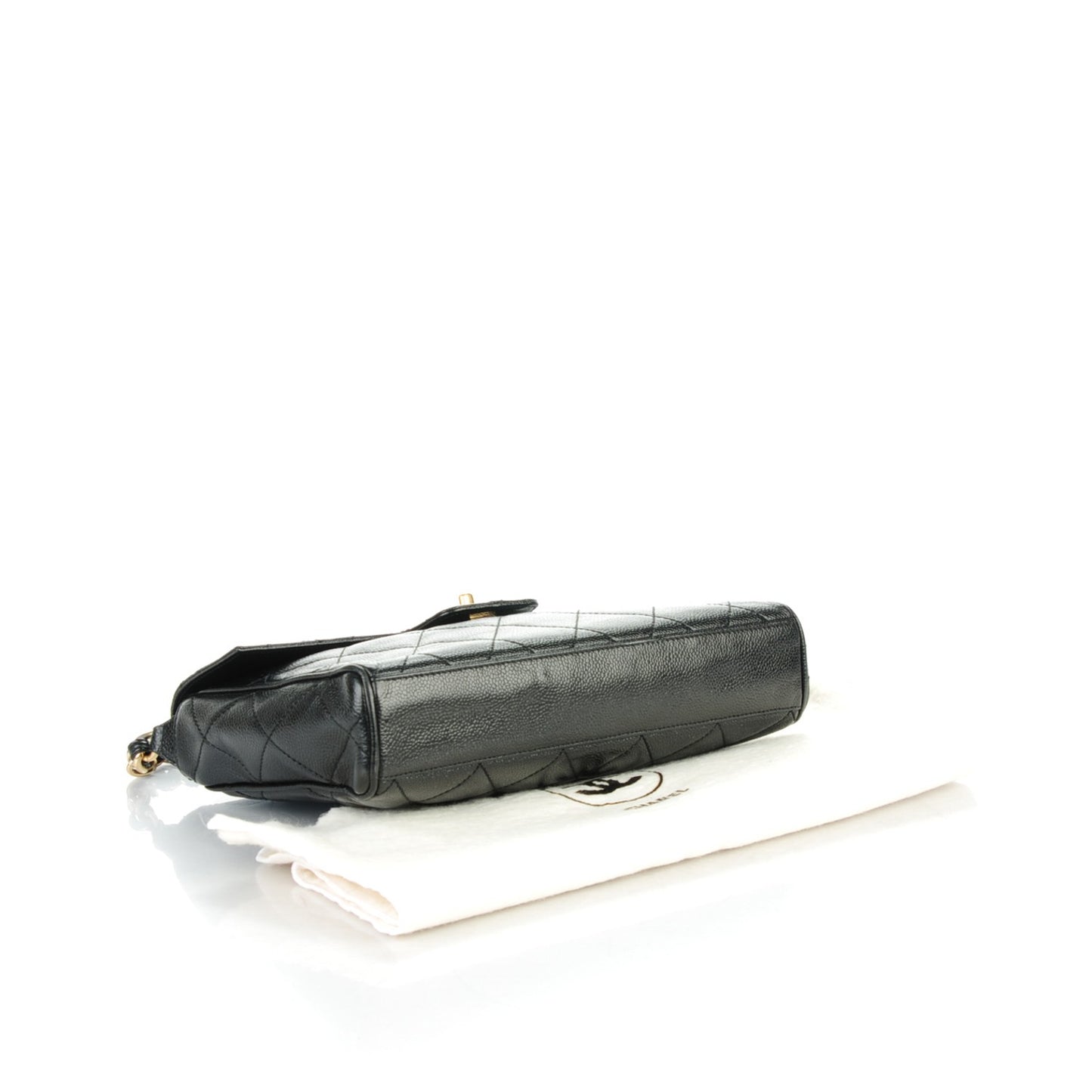 Caviar Quilted Flap Shoulder Bag Black