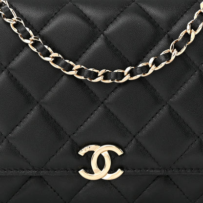 Chanel Lambskin Quilted Top Handle Wallet On Chain WOC Black 8 of 10