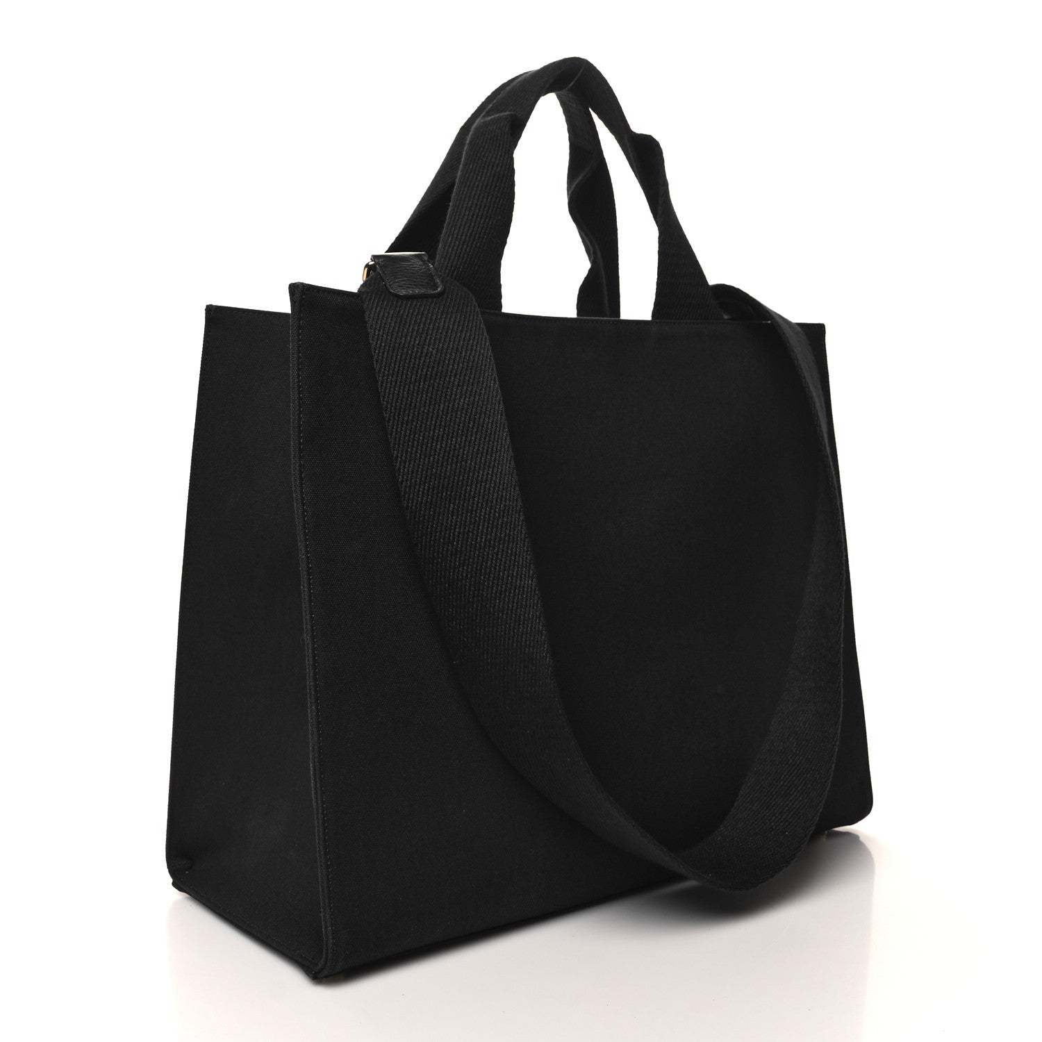 Fendi X VERSACE Cotton Canvas Cuoio Romano Fendace Logo Embroidered Signature Shopping Tote Black Gold 3 of 14