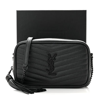 Saint Laurent Grain De Poudre Matelasse Monochrome Monogram Mini Lou Camera Bag Black 11 of 11