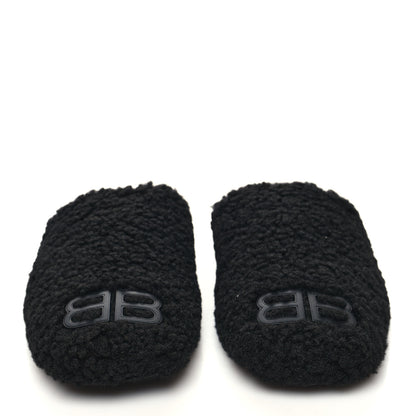 Balenciaga Faux Shearling Cosy BB Mules 39 Black 2 of 7