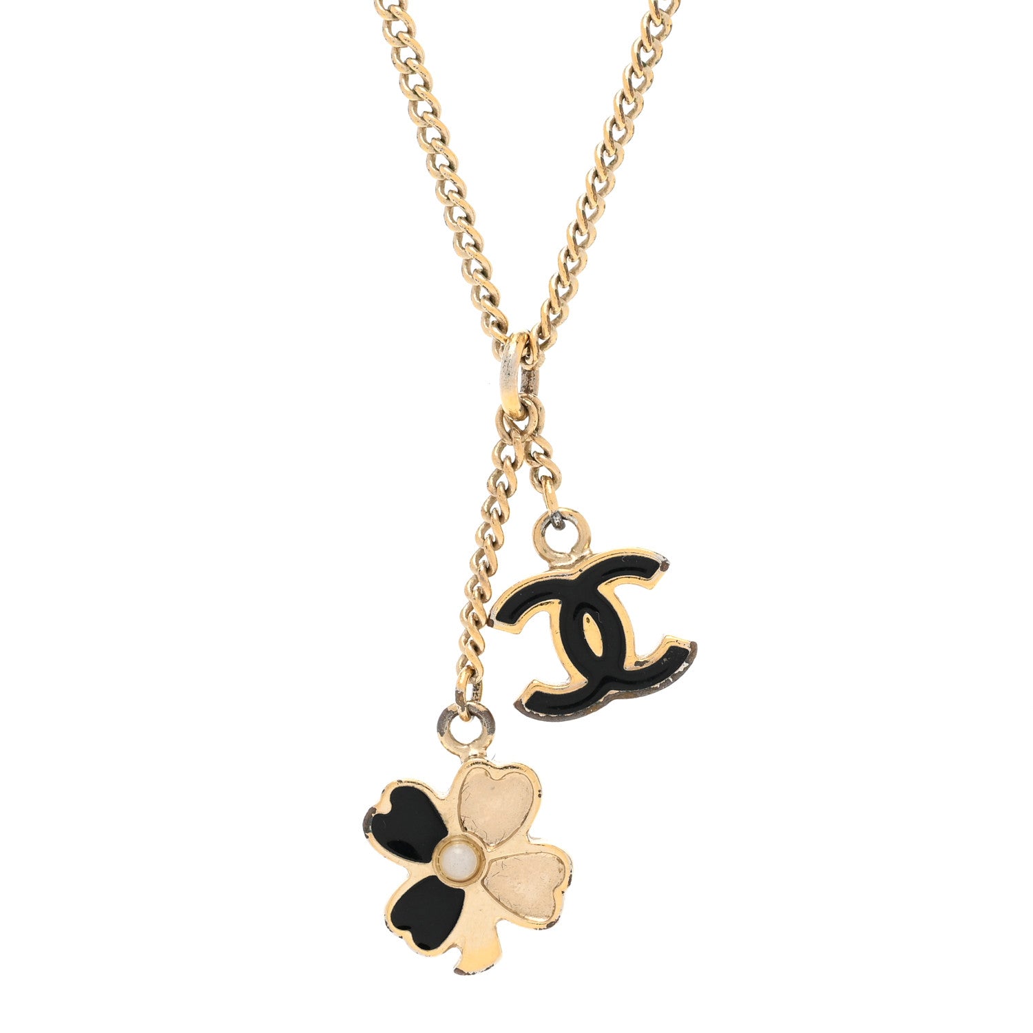 Chanel Enamel CC Camelia Necklace Gold Black 4 of 6