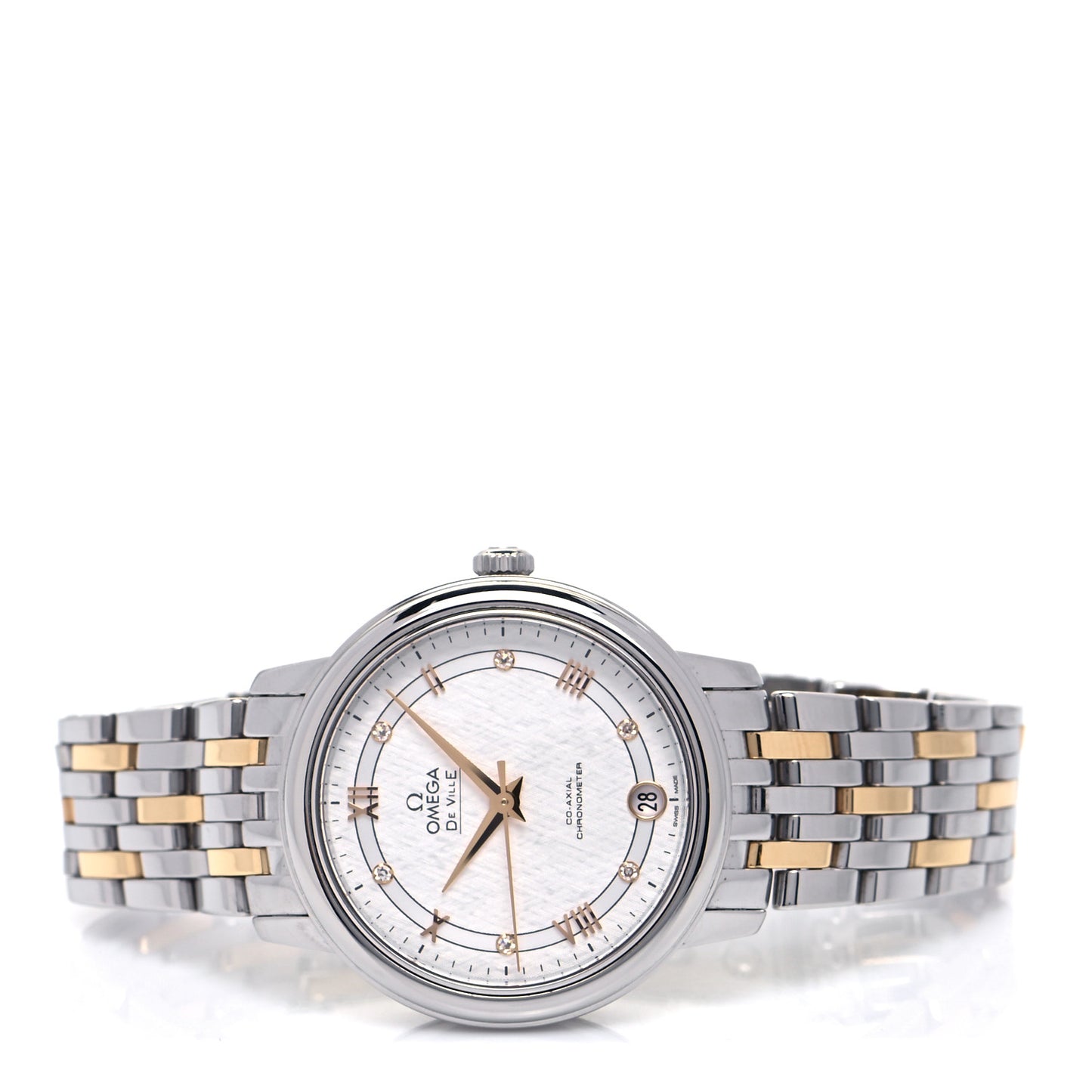 Stainless Steel 18K Yellow Gold Diamond 32mm De Ville Co-Axial Automatic Watch 424.13.33.20.52.001