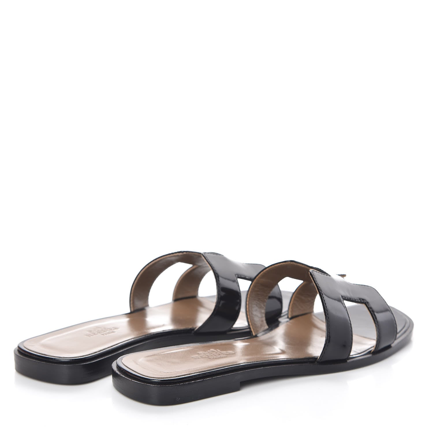 Hermes Patent Oran Sandals 37 Black 4 of 10