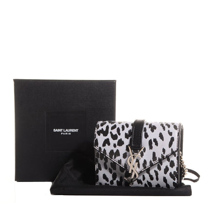 Saint Laurent Calfskin Monogram Leopard Print Mini Candy Crossbody Black White 7 of 7