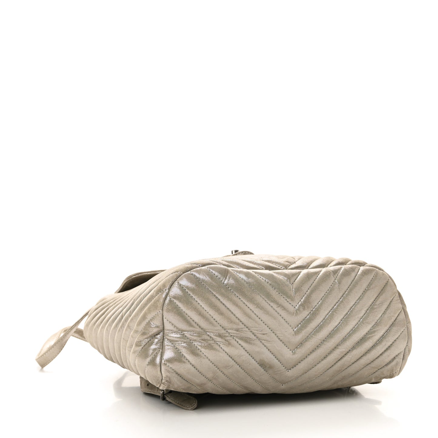 Iridescent Calfskin Chevron Quilted Large Urban Spirit Backpack Silver