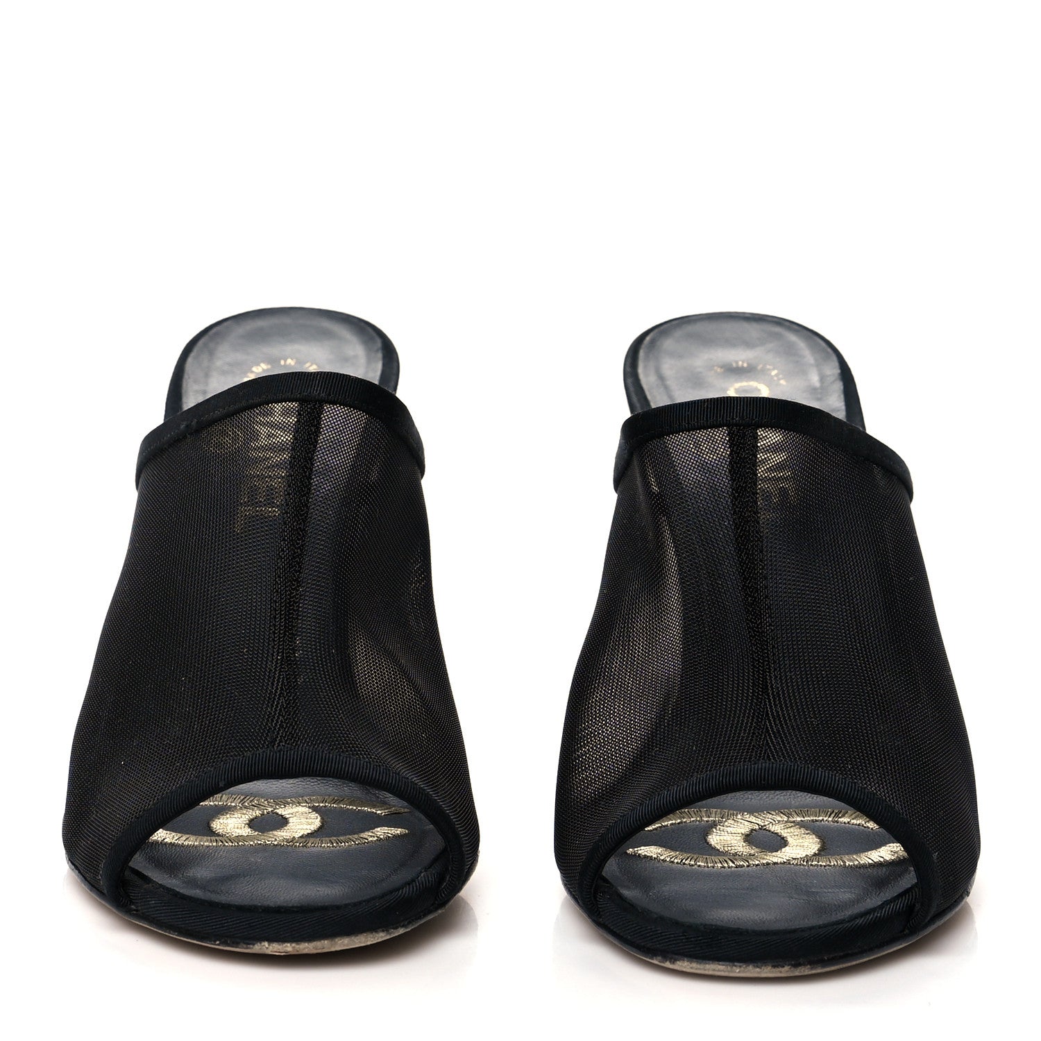 Chanel Mesh Goatskin Pearl Mules 38.5 Black 2 of 8