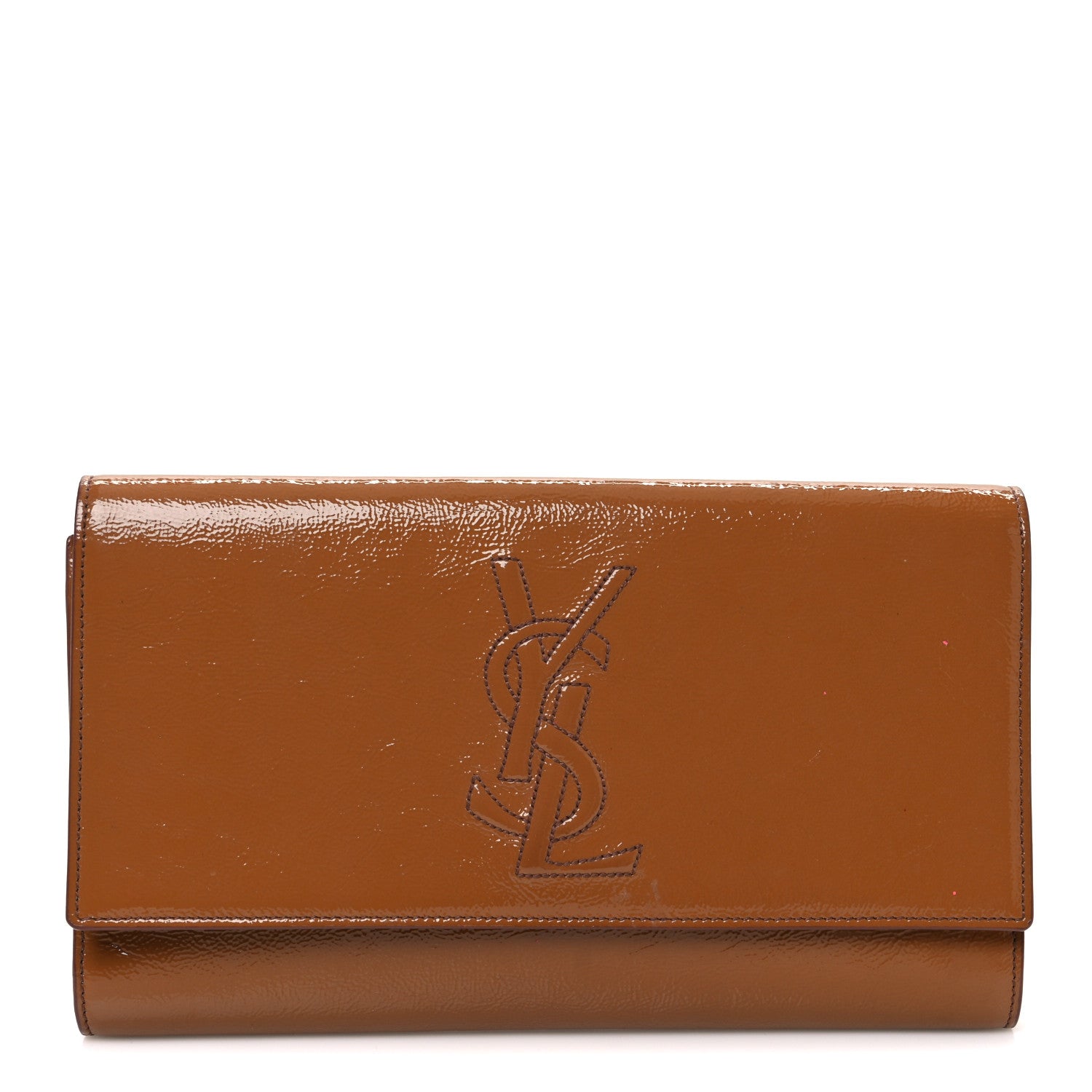 Saint Laurent Textured Patent Calfskin Monogram Large Belle De Jour Clutch Beige 1 of 15