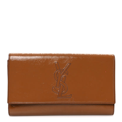 Saint Laurent Textured Patent Calfskin Monogram Large Belle De Jour Clutch Beige 1 of 15