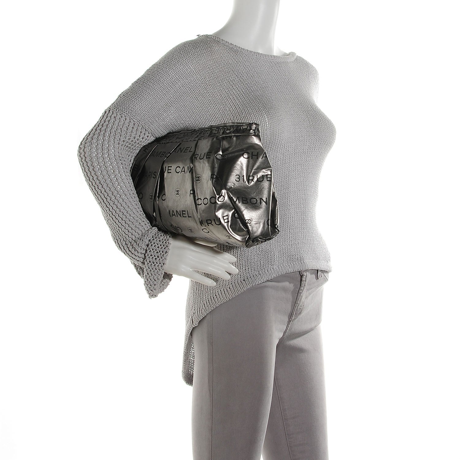 Chanel Coated Canvas Unlimited Clutch Dark Silver 2 of 8