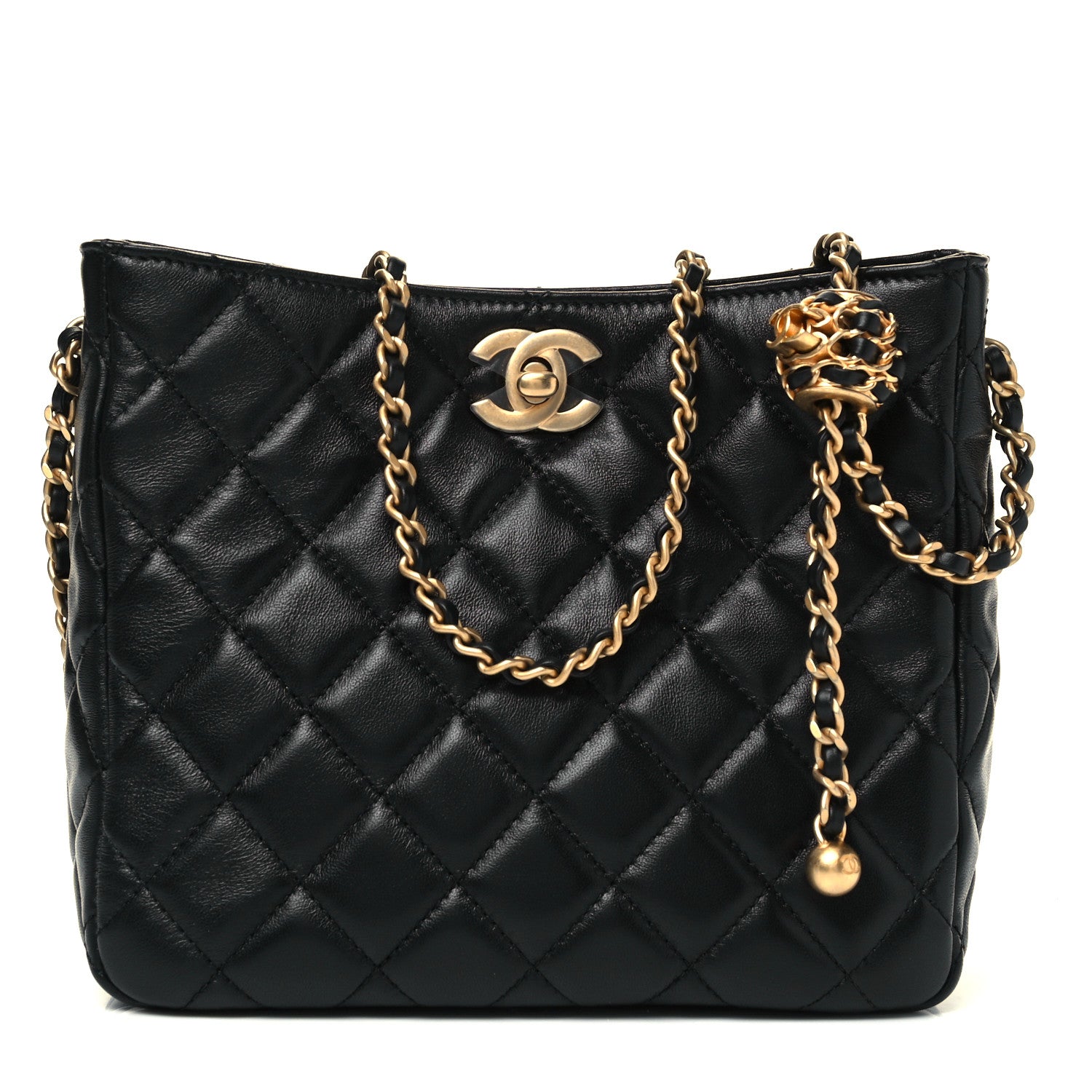 Chanel Lambskin Quilted Small Pearl Crush Hobo Black 1003935