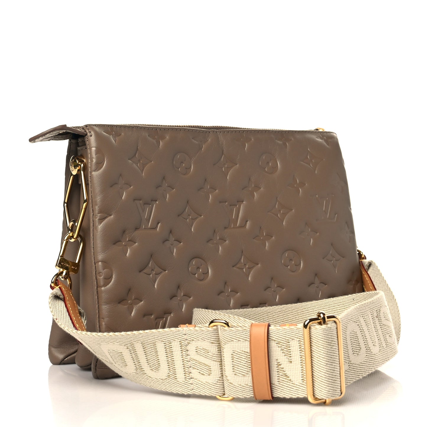 Lambskin Embossed Monogram Coussin PM Taupe