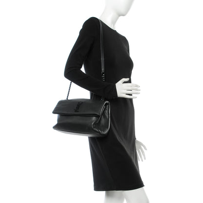 Saint Laurent Grain De Poudre Medium West Hollywood Monogram Fold-Over Black 2 of 12
