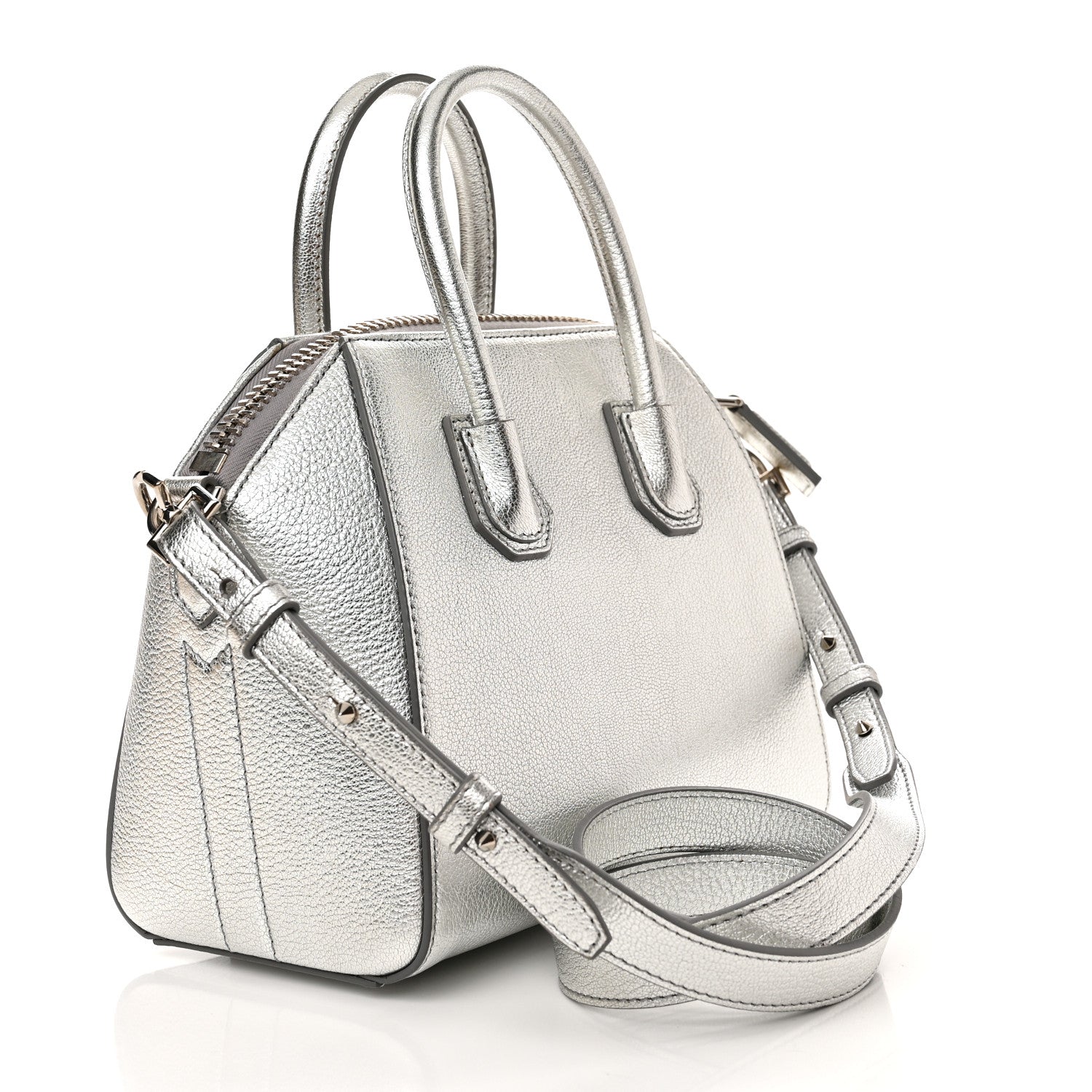 Givenchy Metallic Sugar Goatskin Mini Antigona Silver 3 of 11