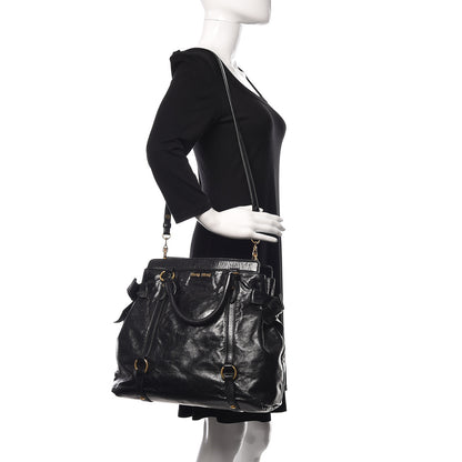 Miu Miu Vitello Lux Bow Tote Black 3 of 11