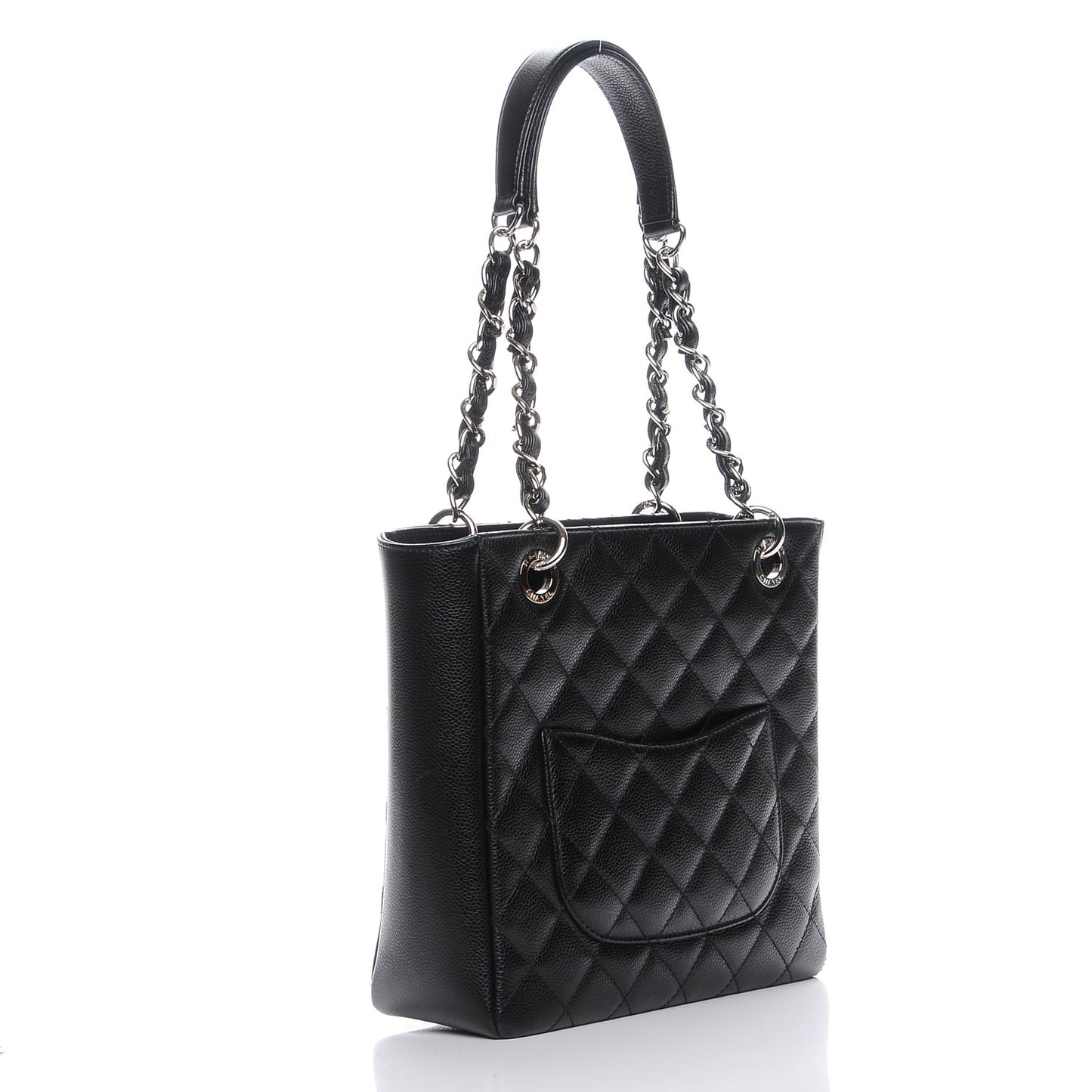 Caviar Quilted Petit Shopping Tote PST Black