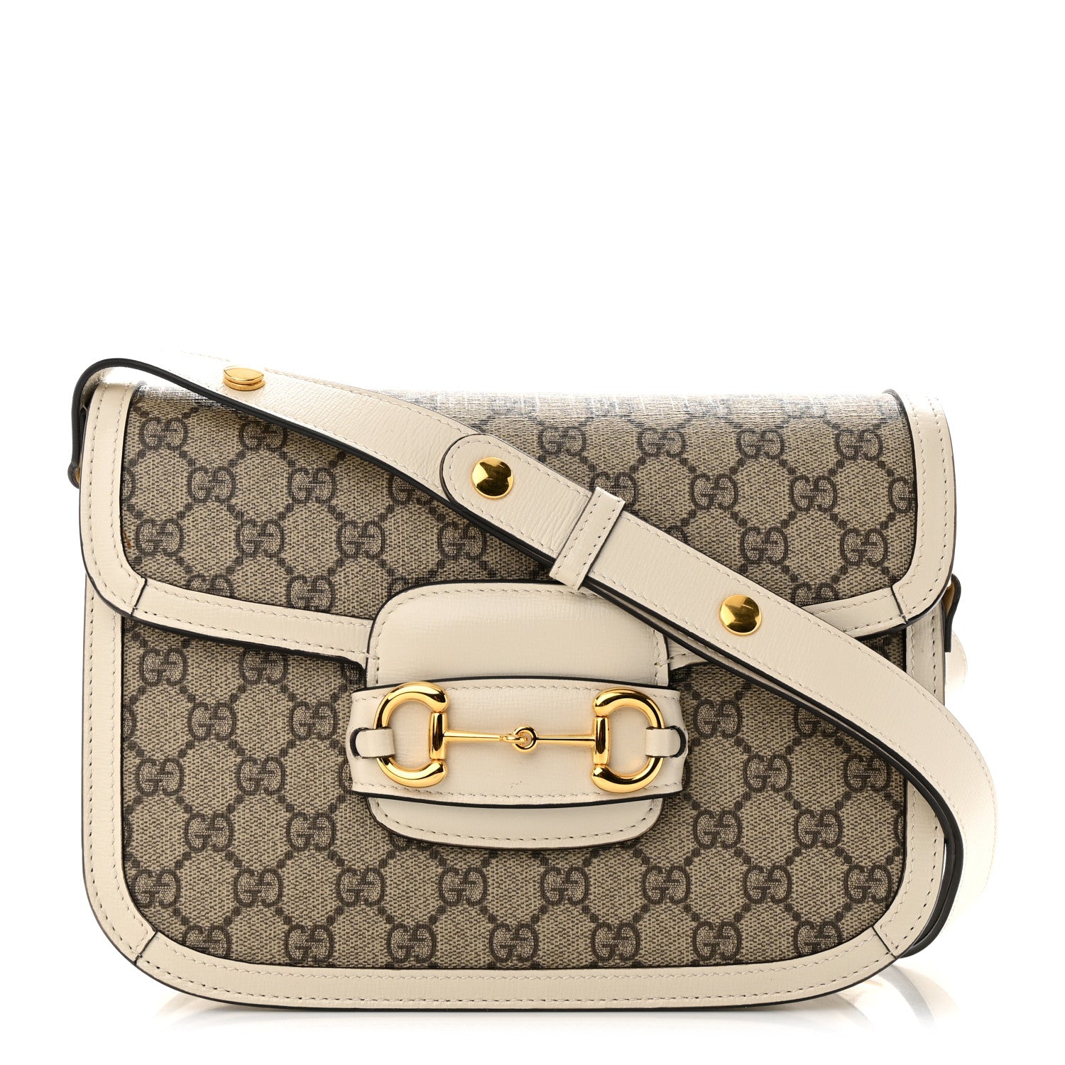 Gucci GG Supreme Monogram Horsebit 1955 Shoulder Bag Beige Mystic White 1 of 10