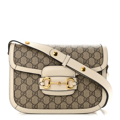Gucci GG Supreme Monogram Horsebit 1955 Shoulder Bag Beige Mystic White 1 of 10