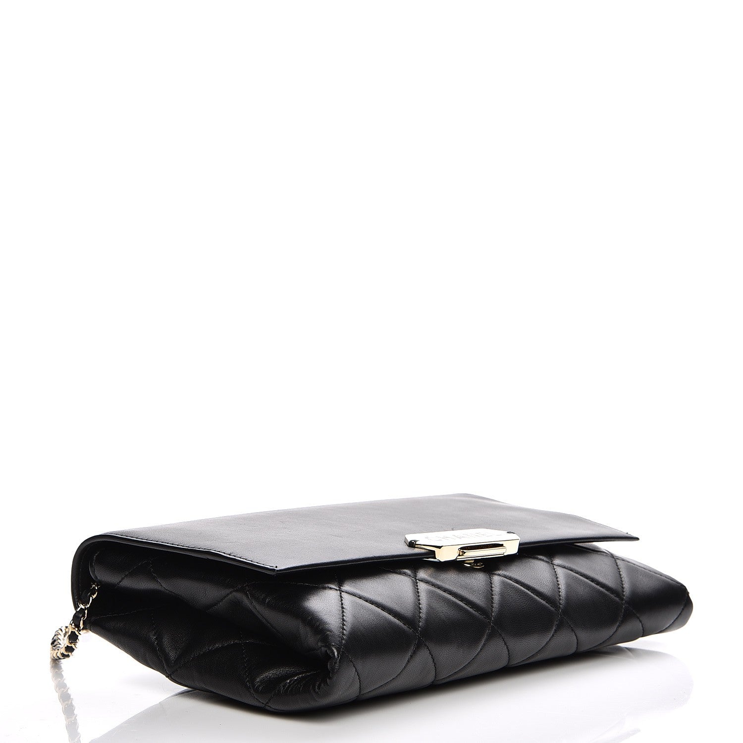 Chanel Lambskin Quilted Retro Label Clutch Black 4 of 7