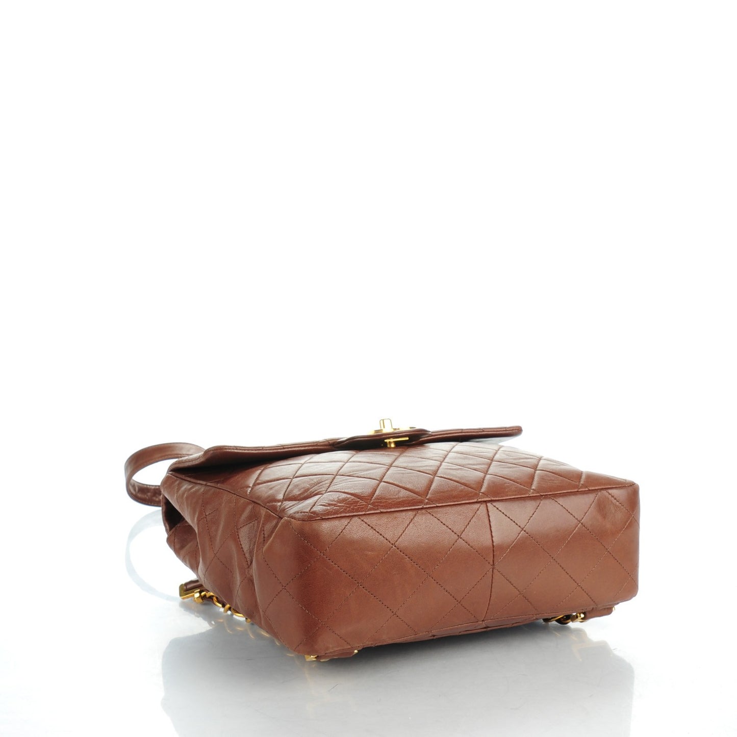 Lambskin Quilted Backpack Brown