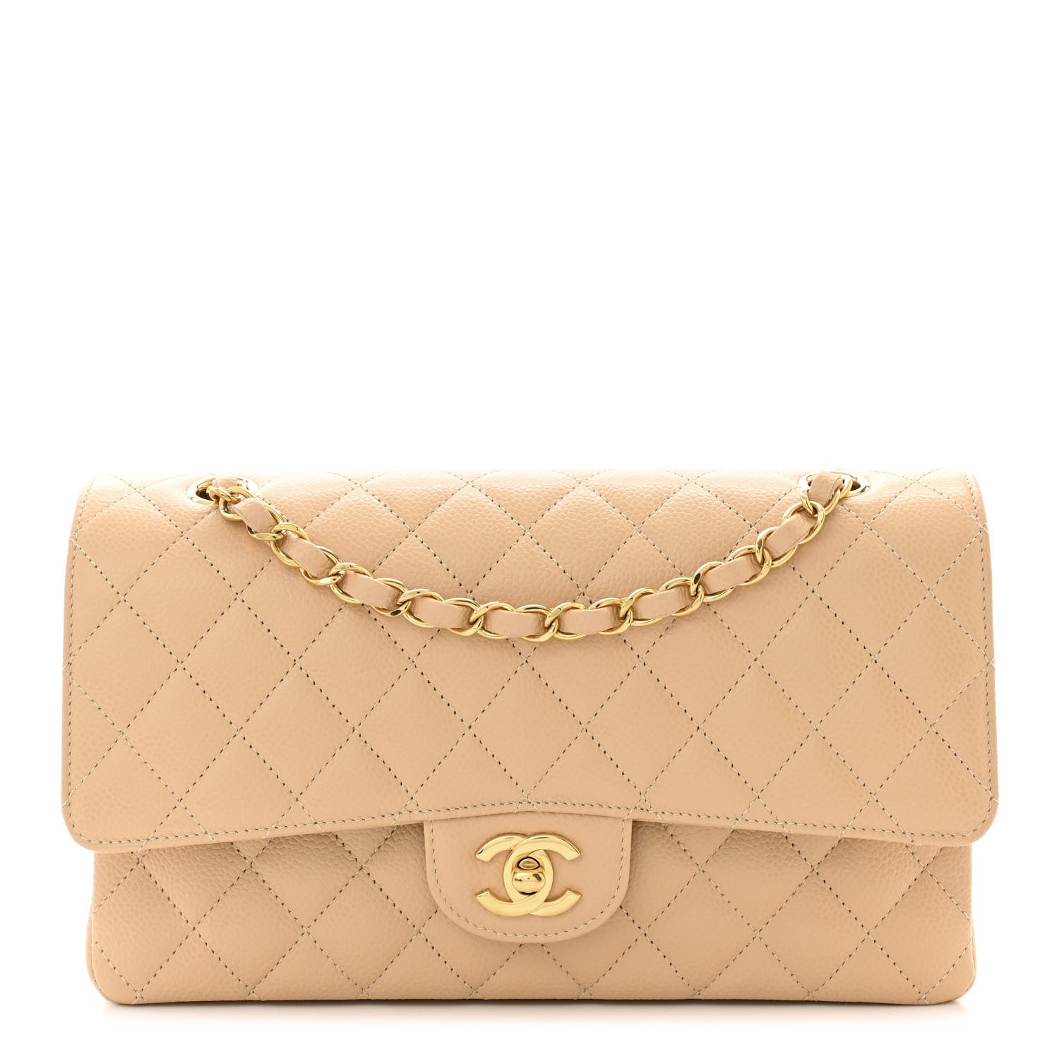 Chanel Caviar Quilted Medium Double Flap Beige Clair 1 of 11