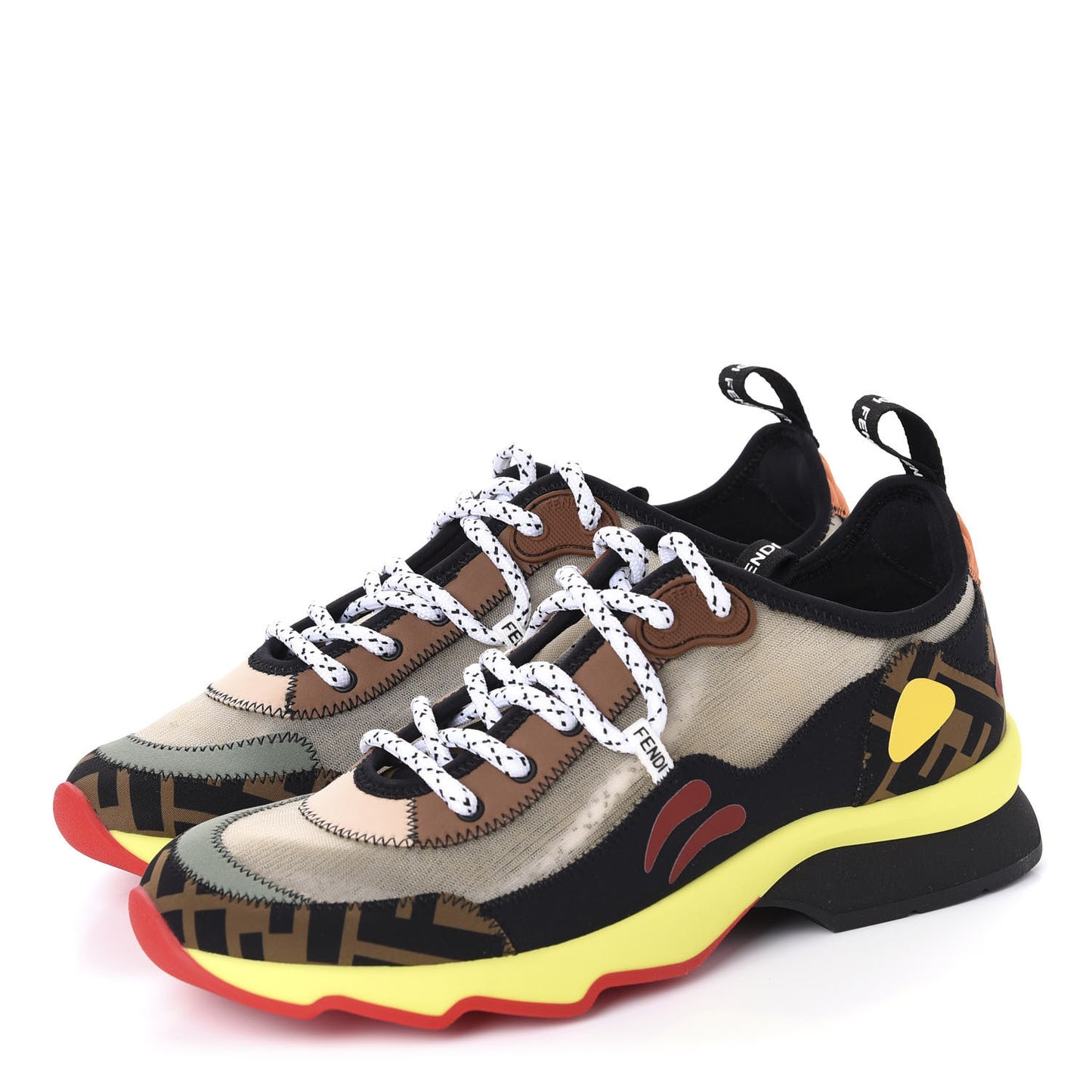 Technical Mesh Lycra FFreedom Patchwork Sneakers 38 Nude Tobacco Black