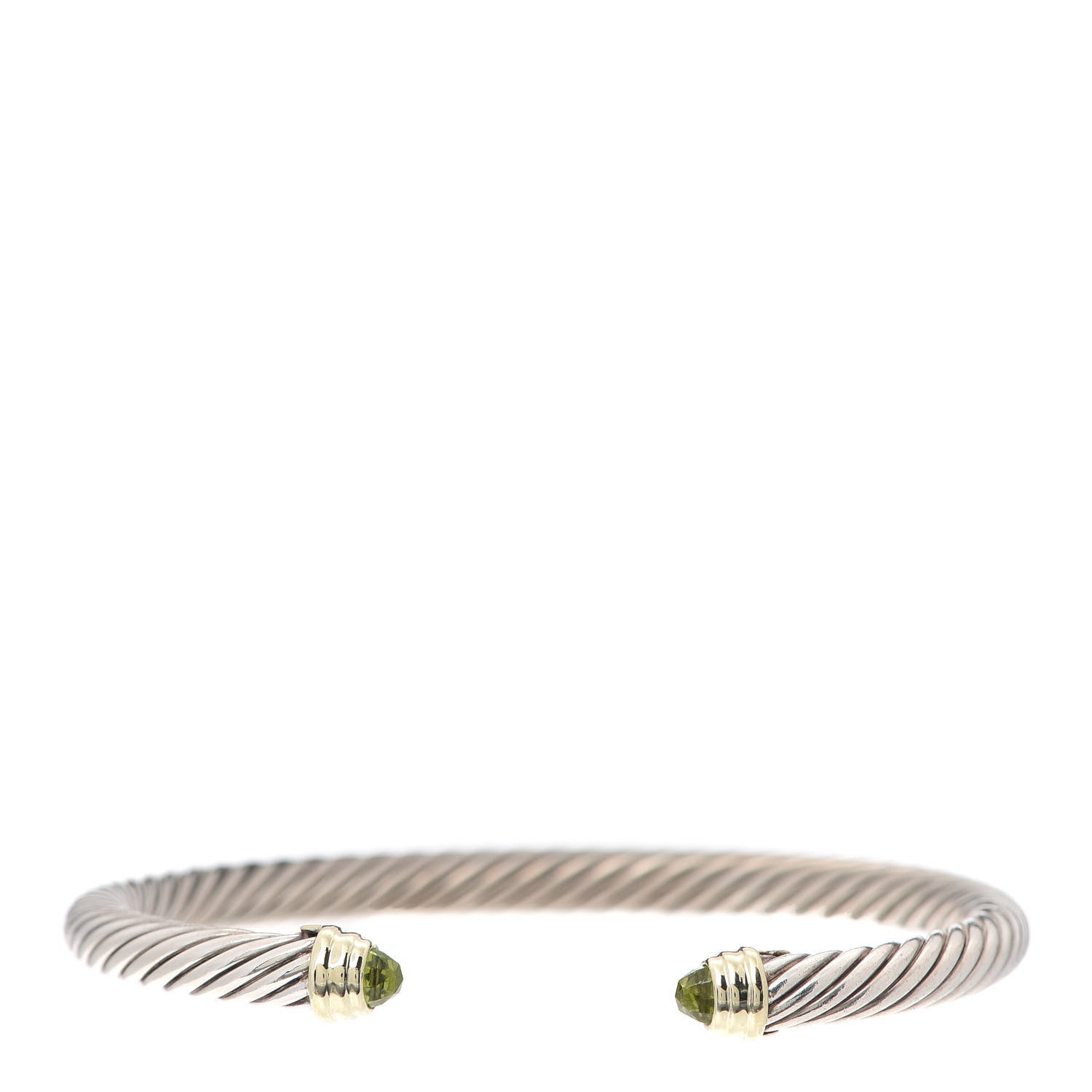 David Yurman Sterling Silver 14K Yellow Gold Peridot 5mm Cable Classics Petite Color Bracelet 1 of 5