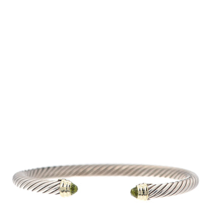 David Yurman Sterling Silver 14K Yellow Gold Peridot 5mm Cable Classics Petite Color Bracelet 1 of 5