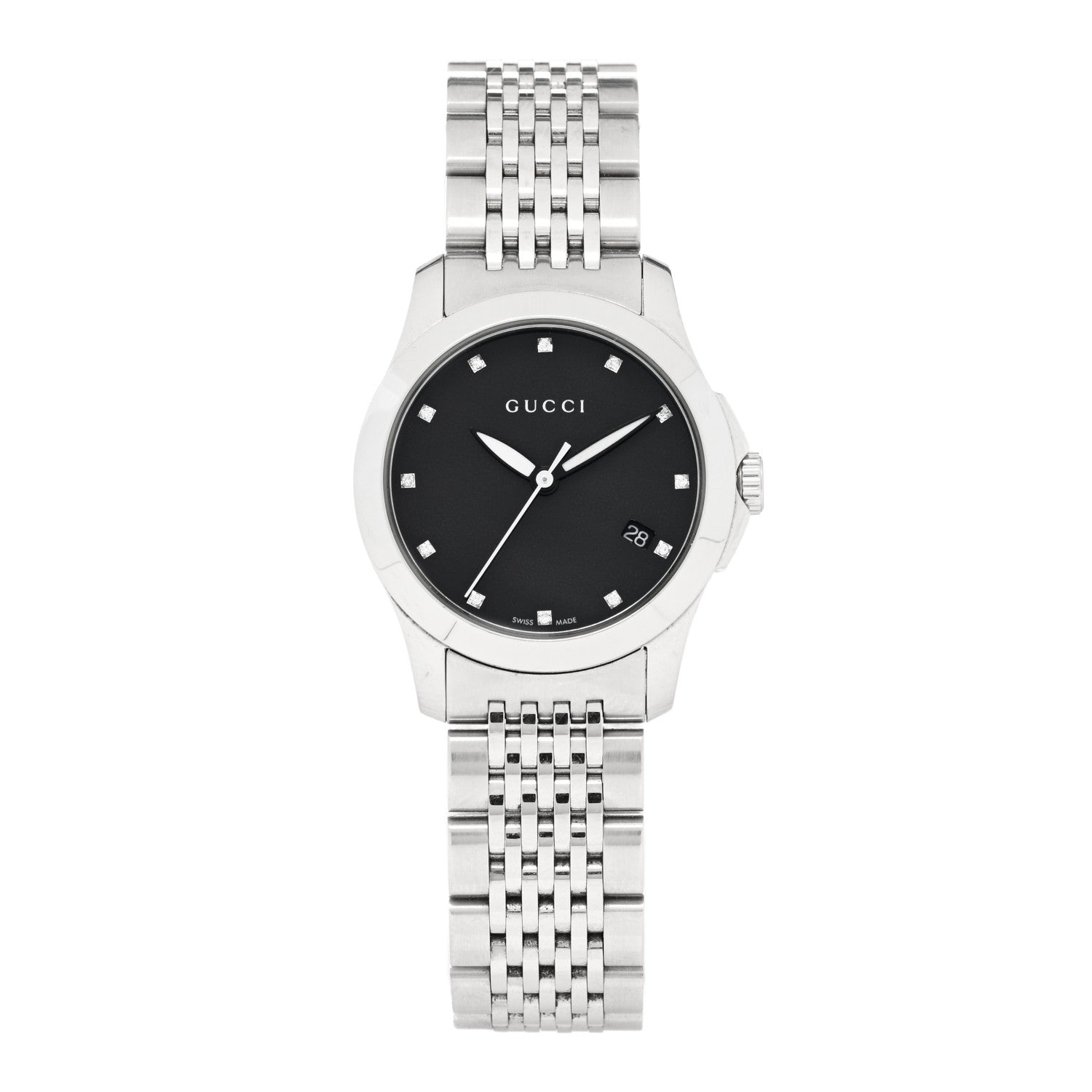 Gucci Stainless Steel Diamond 27mm G-Timeless Quartz Watch Black 1 of 5