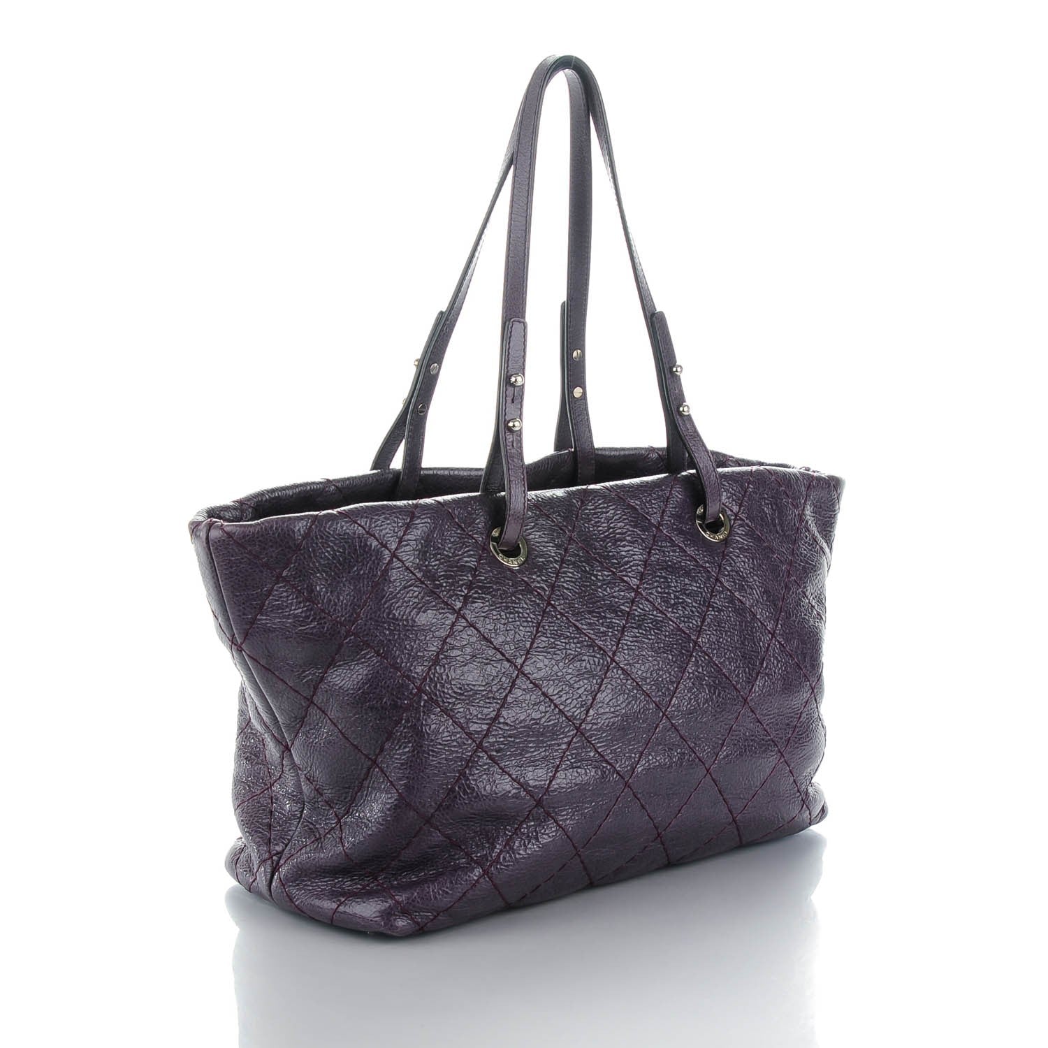 Chanel Glazed Calfskin Large On The Road Tote Purple 3 of 7