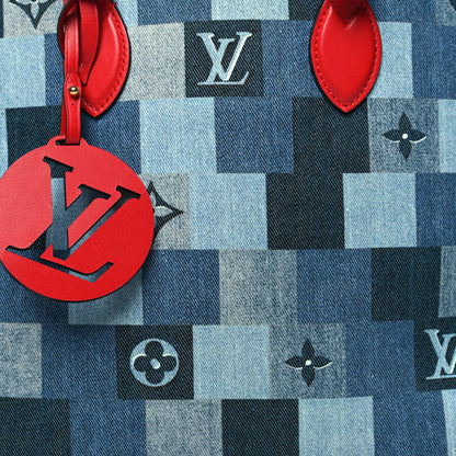 Louis Vuitton Denim Damier Monogram Onthego Blue Rouge 9 of 12