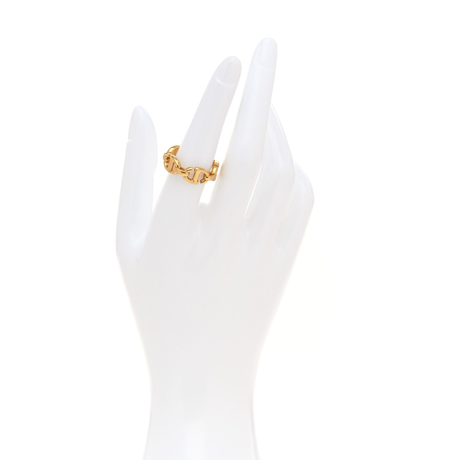 Christian Dior Metal CD Navy Ring M Gold 2 of 6