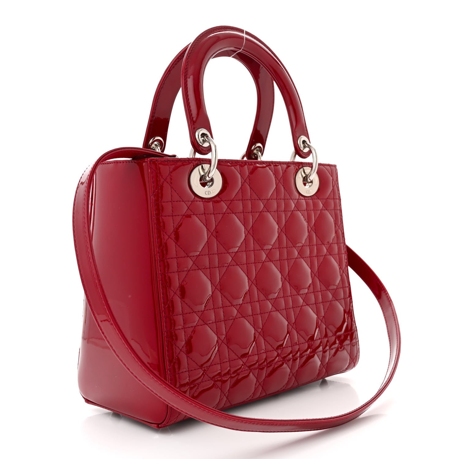 Christian Dior CHRISTIAN DIOR Patent Cannage Medium Lady Dior Red 3 of 12