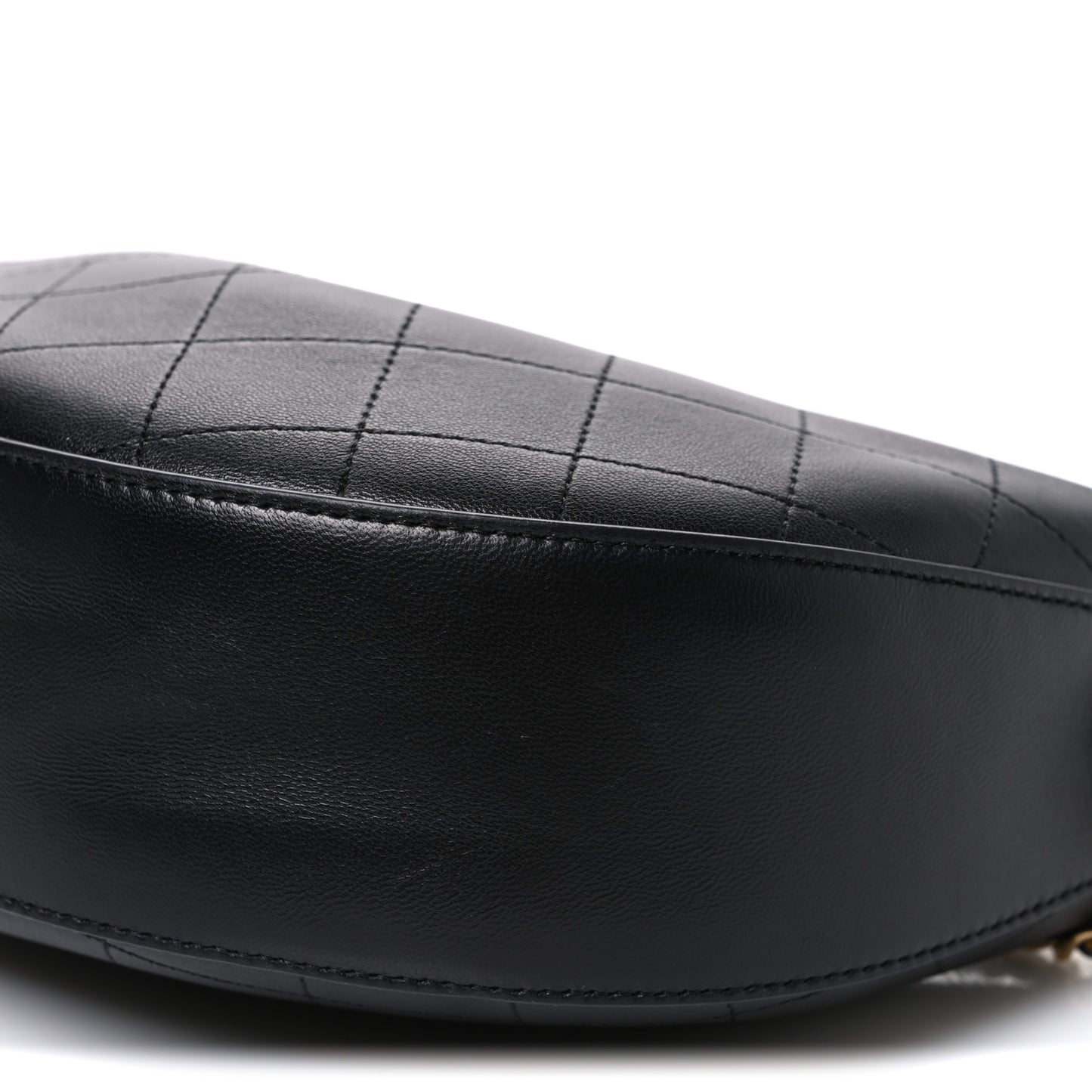 Lambskin Quilted Hobo Clutch With Chain Black