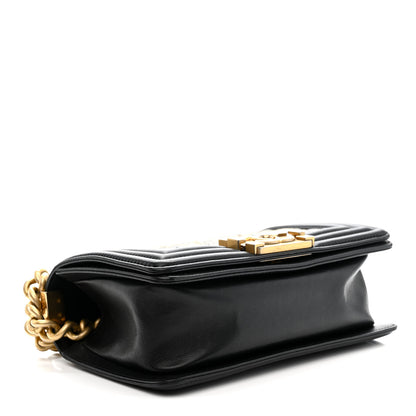Chanel Metallic Crumpled Goatskin Small Boy Flap Black Gold 4 of 10