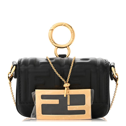 Fendi Nappa Matisse FF Embossed Nano Maxi Buckle Baguette Charm Black 1 of 10