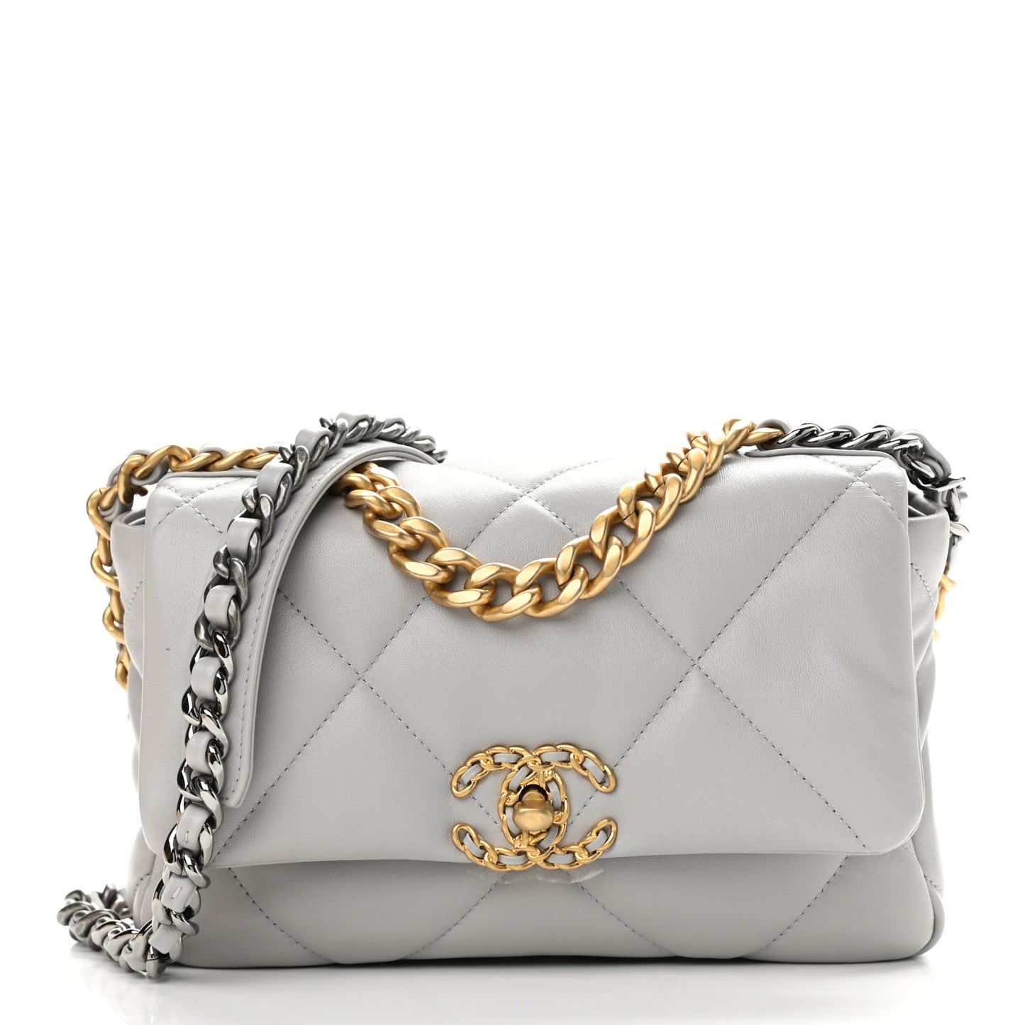 Lambskin Quilted Medium Chanel 19 Flap Grey