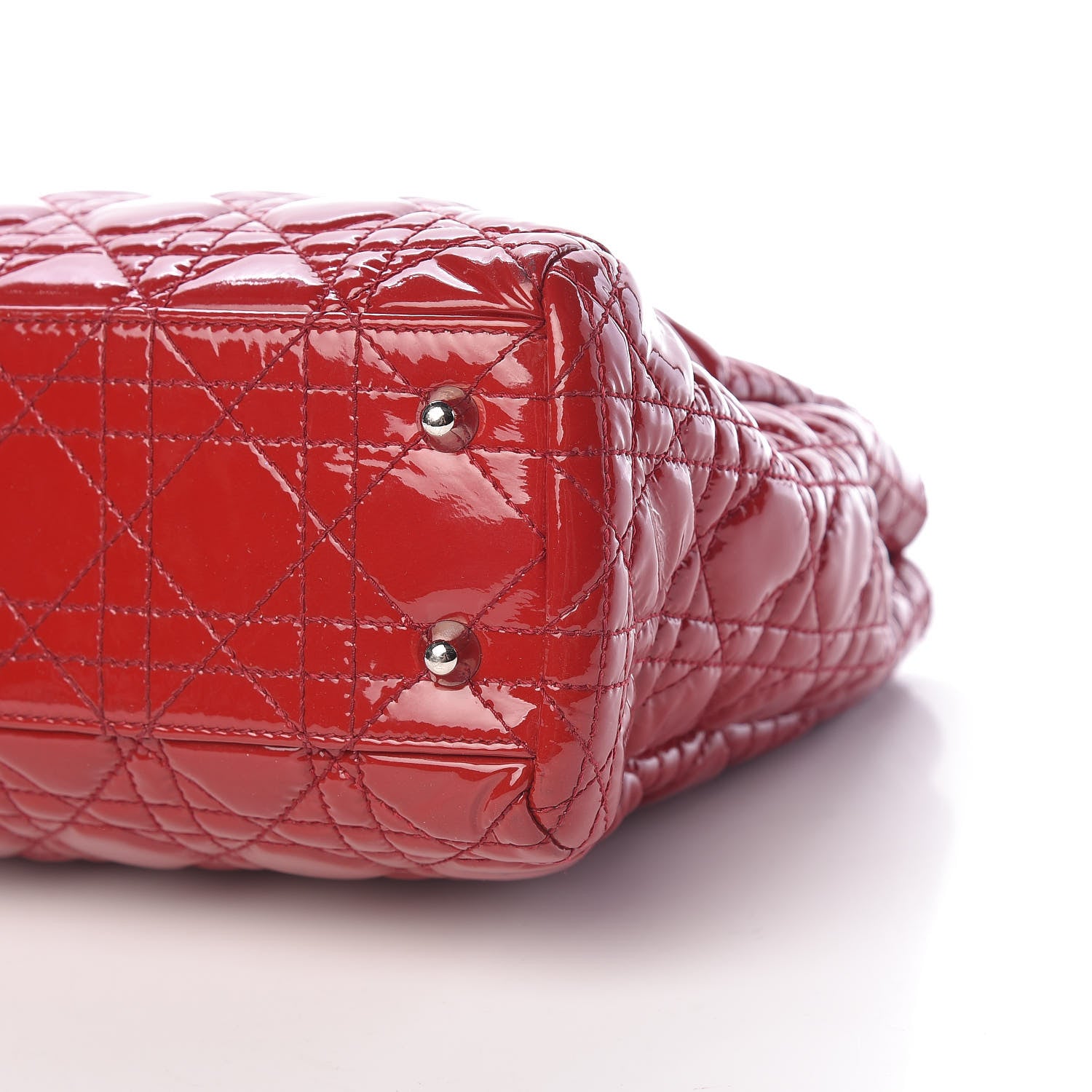 Christian Dior Patent Cannage Small Dior Soft Shopping Tote Red 9 of 12