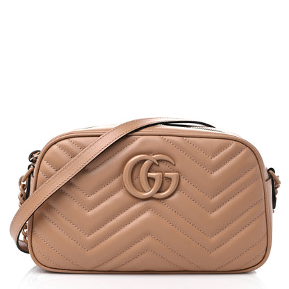 Gucci Calfskin Matelasse Monochrome Small GG Marmont Chain Shoulder Bag Camelia 1 of 8