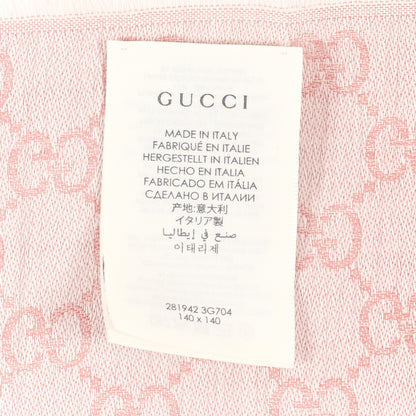 Gucci Wool Silk Monogram GGWeb Fringe Shawl Old Rose Pink 4 of 4