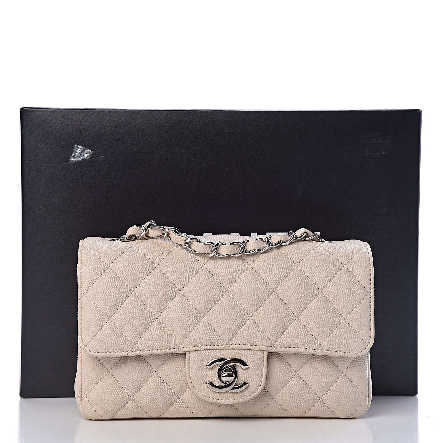 Chanel Caviar Quilted Mini Rectangular Flap Light Beige 11 of 11