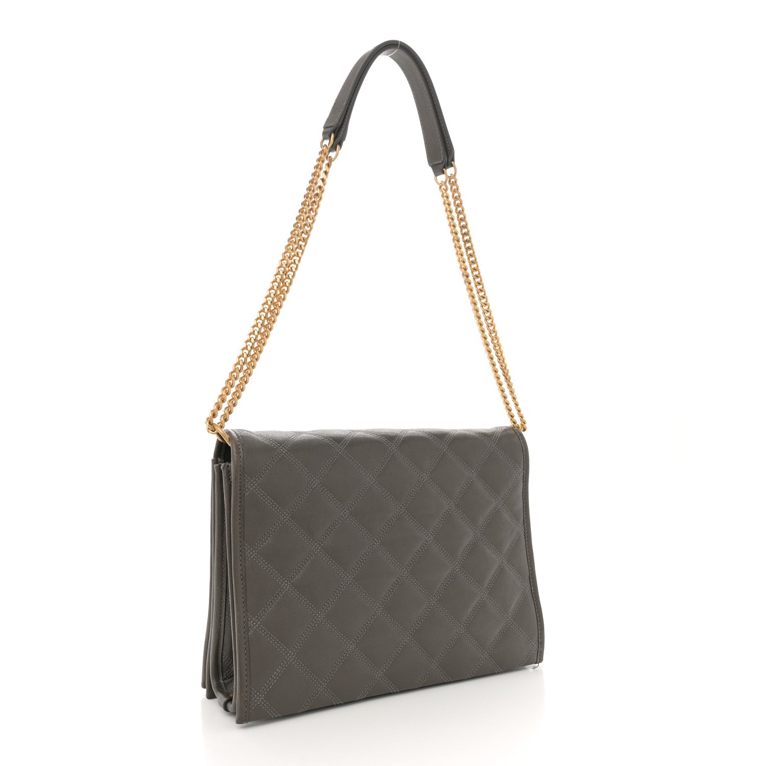 Saint Laurent Lambskin Quilted Mini Becky Chain Bag Grey Kaki 3 of 13