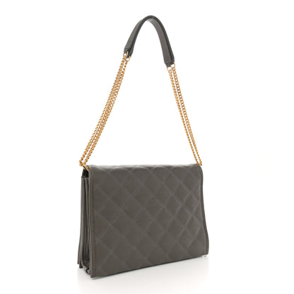 Saint Laurent Lambskin Quilted Mini Becky Chain Bag Grey Kaki 3 of 13