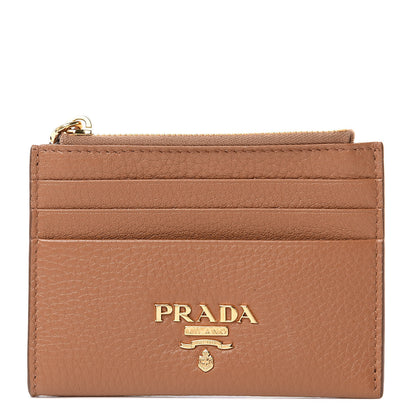 Prada Vitello Grain Zip Card Holder Cuoio 1 of 7