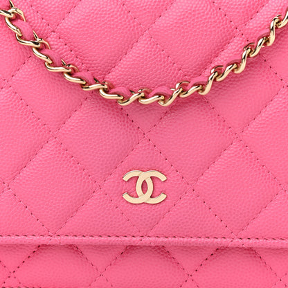 Chanel Caviar Quilted Wallet on Chain WOC Pink 9 of 14