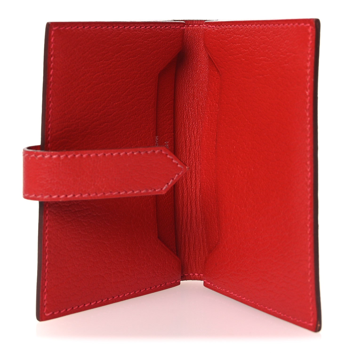 Hermes Chevre Mysore Bearn Card Holder Wallet Rouge Casaque 5 of 9