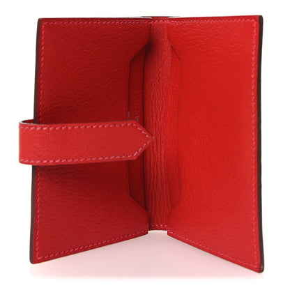 Hermes Chevre Mysore Bearn Card Holder Wallet Rouge Casaque 5 of 9