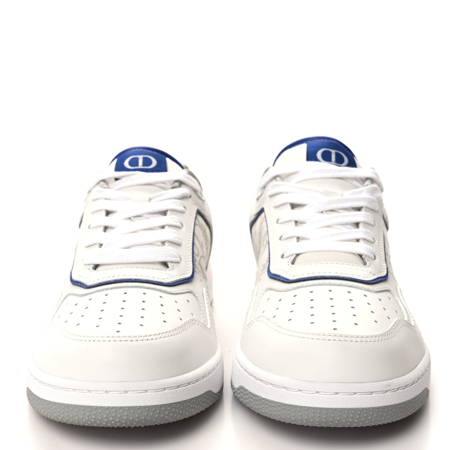 Smooth Calfskin Oblique Galaxy Perforated Mens B27 Low Top Sneakers 40 White Blue