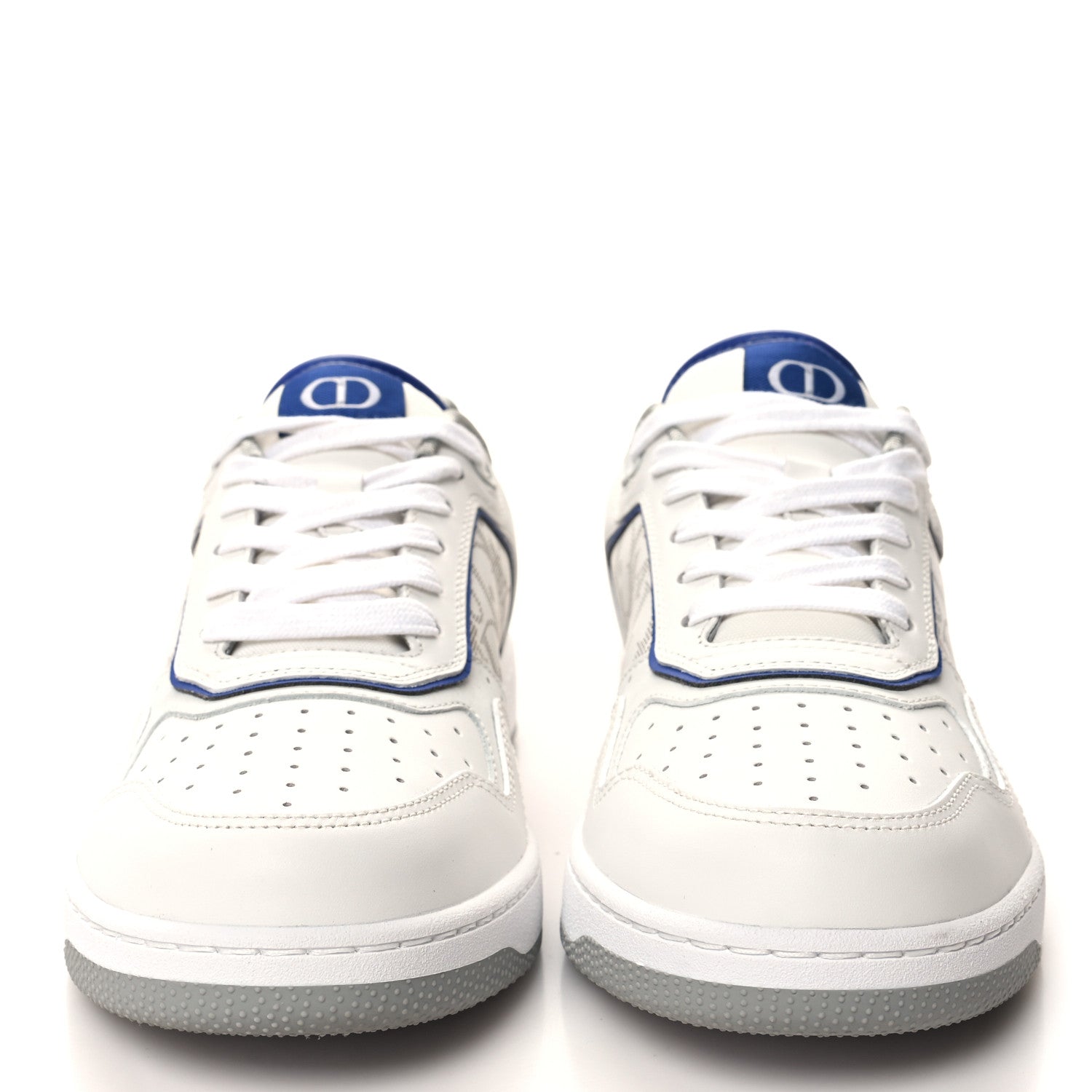 Christian Dior Smooth Calfskin Oblique Galaxy Perforated Mens B27 Low Top Sneakers 40 White Blue 2 of 9