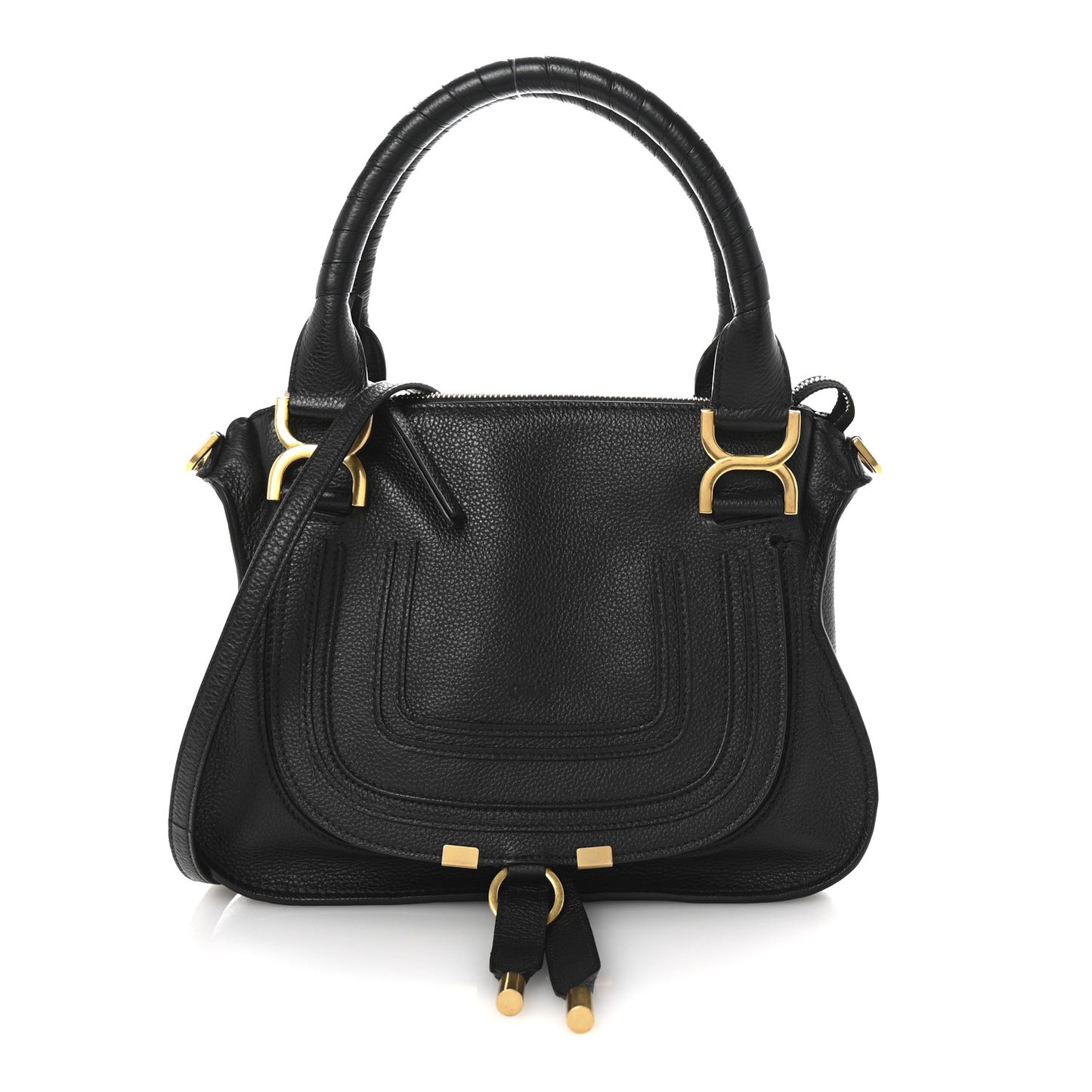 Calfskin Small Marcie Satchel Black